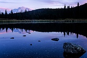 Aussicht am spaeten Abend ueber den Wonder Lake zum Denali, Denali Nationalpark  -  Alaska, View at late evening over the Wonder Lake to Denali