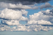 Kumuluswolken ueber der Nordseekueste, Tetenbuell  -  Schleswig-Holstein, Cumulus clouds over the North Sea coast