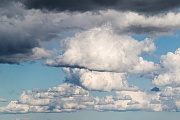 Kumuluswolken ueber der Nordseekueste, Tetenbuell  -  Schleswig-Holstein, Cumulus clouds over the North Sea coast